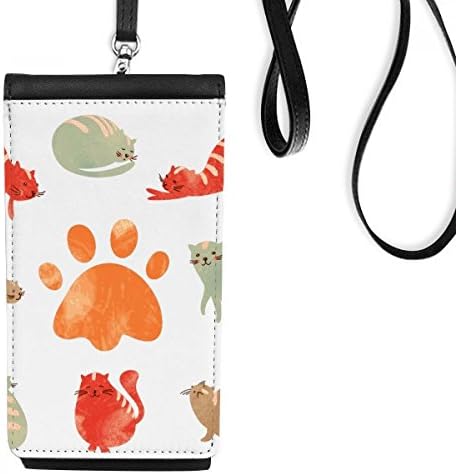 Hayvan sevimli kedi sahte ayak izi telefon cüzdan çanta asılı cep kılıfı siyah cep
