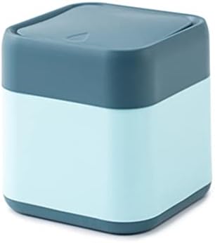 AOYEZIUS Mini Taşınabilir Masa çöp kutusu Masaüstü Çöp Kutusu Doku Kutusu Yatak Odası Banyo için, koyu Mavi + Açık Mavi, Flip
