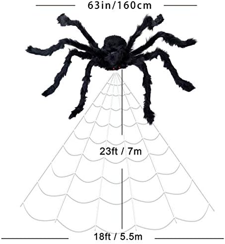 JOYIN Cadılar Bayramı Dev Örümcek Web Süslemeleri Set İçerir İki 63 Örümcekler, 23Ft Üçgen Örümcek Web, 120g Streç Örümcek