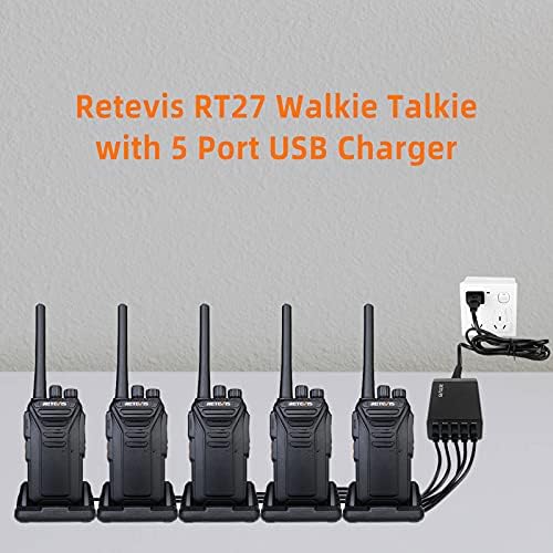 Retevis RT27 İki Yönlü Telsiz Uzun Menzilli Şarj Edilebilir,Yetişkinler için Walkie Talkie, VOX Eller Serbest, 5 portlu USB