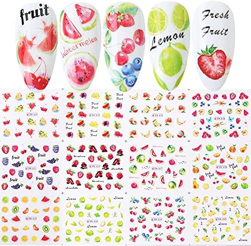 24 Yaprak Meyve Nail Art Sticker Su Transferi Nail Art Çıkartmaları DIY Nail Art Dekorasyon Meyve Serisi Tırnak Tasarım Aksesuarları