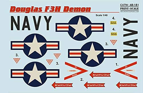 Baskı Ölçeği 48-181-1/48-Douglas F3H Demon Bölüm 1, Islak Çıkartmalar