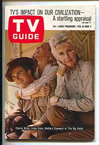 TV Rehberi 2/26/1966-Büyük Vadi-Linda Evans-Barbara Stanwyck-kapak-Illinois-Etiketsiz - haber standı kopyası-VF-
