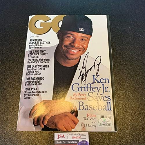 Güzel Ken Griffey Jr. İmzalı İmzalı Nisan 1996 GQ Dergisi JSA COA - İmzalı MLB Dergileri