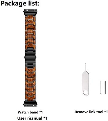 RABUZİ Band Fitbit İyonik Band için Uyumlu, Doğal Kırmızı Sandal Ağacı Saat Kayışı ile Kakma Paslanmaz Çelik Metal Uyumlu Fitbit