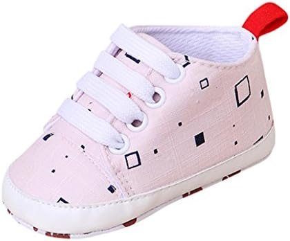 KONFA Yürüyor Bebek Bebek Erkek Kız Izgara Baskı Yumuşak Sole Sneakers, 3-12 Ay için, Dantel-up Kaymaz Unisex Beşik Ayakkabı