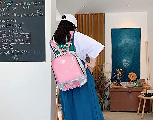 GK-O Ita çanta sırt çantası ilmek tasarım Hologram renk şeffaf pencere Sırt çantası (Pembe)
