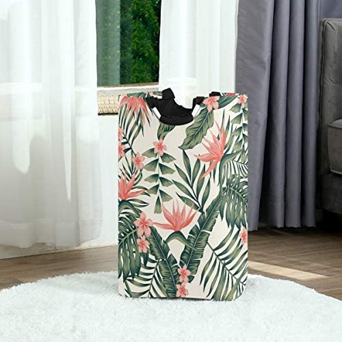 Büyük Tropikal Palmiye Ağacı Yaprakları Çiçek çamaşır torbası Katlanabilir Çamaşır Sepeti Katlanabilir Çamaşır Sepeti Dayanıklı