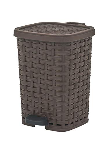 Superio Kompakt Çöp Kutusu 1.6 Gal. Rattan Tarzı, 6 Litrelik Küçük Adımlı Çöp Tenekesi İç ve Dış Mekan, Köpek Kakası Tutacağı