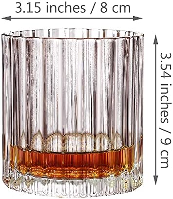 Viski Gözlük Eski Moda Gözlük El Sanatları Çizgili Şekil İçme için Bourbon, Scotch, Kokteyller veya Çay, viski Kayalar Gözlük