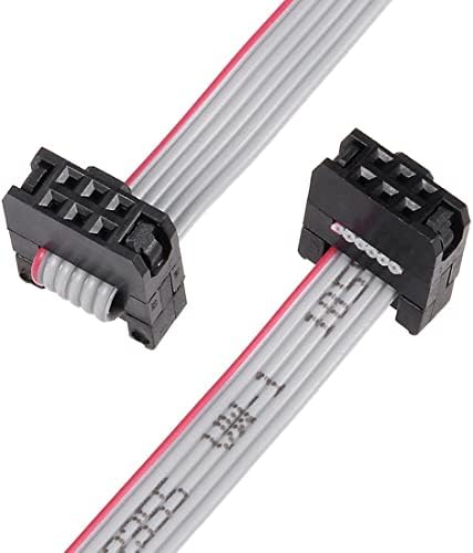 KFıdFran IDC 6 Pins Bağlayıcı Düz Şerit Kablo Dişi Konnektör Uzunluğu 30 cm 2mm Pitch, 5 adet (IDC 6-poliger Stecker Flachbandkabel