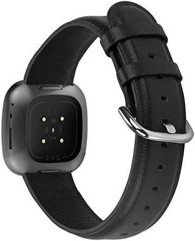 Aladrs Yumuşak Hakiki Deri İzle Sapanlar için Uyumlu Fitbit Sense / Versa 3 Smartwatch Band