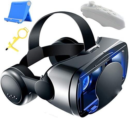 LPWCAWL VR Gözlük, 3D Sanal Gerçeklik Kutusu, Bluetooth Uzaktan Kumanda ve Kulaklık ile Mobil Sanal Gerçeklik Görüntüleyici,