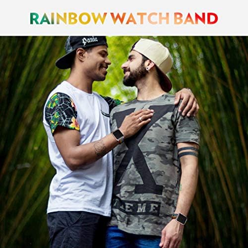 Bandmax Gökkuşağı Watch Band Apple Watch ile Uyumlu,LGBT Dokuma Naylon Bileklik Yedek Spor Kayış iWatch Serisi ile uyumlu 6/5/4/3/2/1