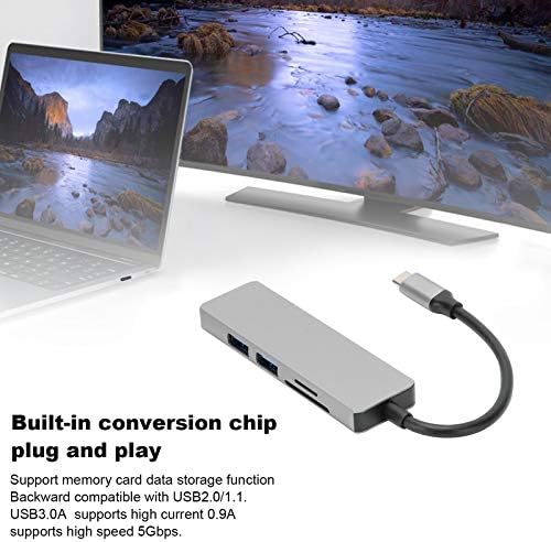 5 in 1 Tip‑C HDMI Adaptörü 2 USB 3.0 Hafıza Kartı Okuyucu Multiport Dönüştürücü Adaptör, 1.9 oz