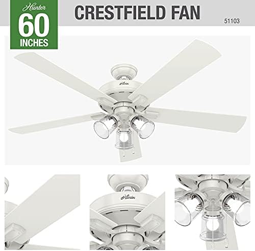 Hunter Fan Company 51103 Crestfield Tavan Vantilatörü, 60, Taze Beyaz