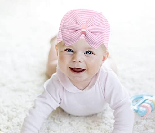 Gotneto Yenidoğan Hastane Şapka Bebek Kız Yenidoğan Şapka Bebek Bebek Şapka ile Büyük Yaylar Sevimli Düğüm Bebek Şapka Yumuşak