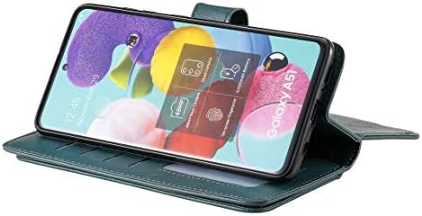Samsung Galaxy ıçin SkinotipewYHM A51 (4G) Çok Fonksiyonlu Manyetik Bakır Toka Yatay Çevir Katı Renk Deri Kılıf 10 Kart Yuvaları