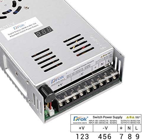 AC DC Güç Kaynağı, DROK AC 110 V-220 V DC 0-48 V Dönüştürücü LED Ayarlanabilir AC-DC Trafo 48 V 10A 480 W Anahtarlama Güç Kaynağı