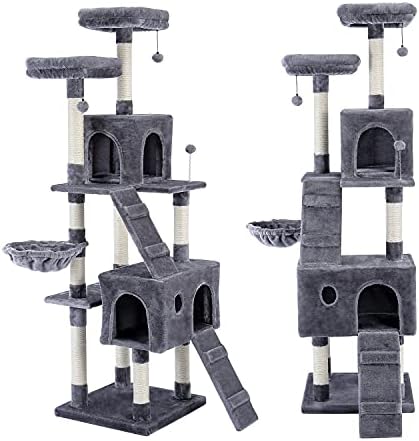 Tırmalama Direkleri ile kedi Ağacı Doğal Sisallar, 2 Kınamak ile Yavru Oyun Evi Geniş Tünemiş Kedi Tırmanma Kulesi Mobilya