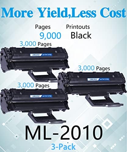 3-Pack (Siyah) Uyumlu ML-2010D3 2010D3 Yüksek Verimli Toner Kartuşu 2010 Samsung için Kullanılan ML-1610 ML-2010 ML-2010R ML-2510