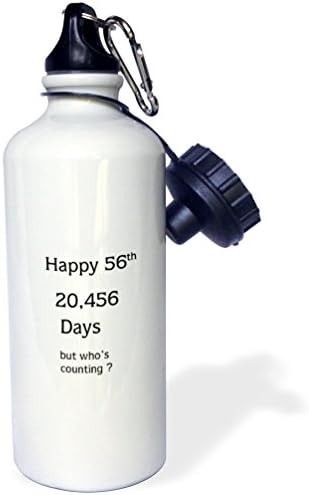 3dRose Baskı Komik Mutlu 56 Doğum Günü Veya Yıldönümü-Spor Su Şişesi, 21 oz, Çok Renkli
