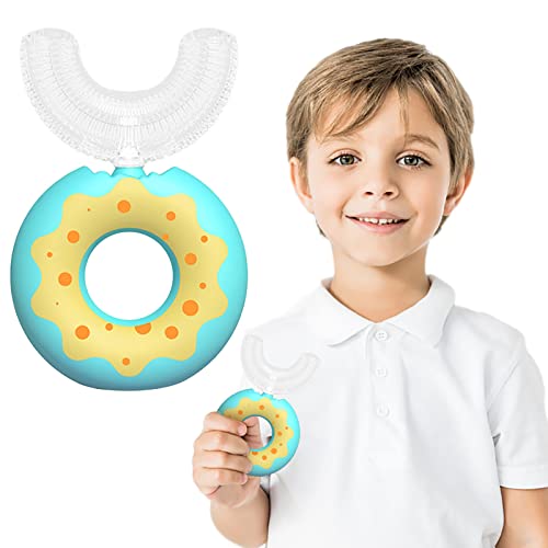 U Şekilli Diş Fırçaları Çocuklar için 2-12, Sevimli Çörek 360° Ağız Temizleme Beyazlatma Yumuşak Silikon Manuel Diş Fırçası