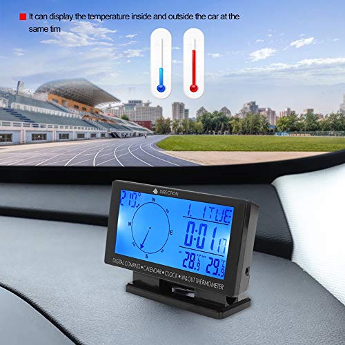 Araba Termometre Ölçer, CD60 Çok Fonksiyonlu Dijital Araba Otomobil Termometre Ölçer Zaman Navigasyon Fonksiyonu ile