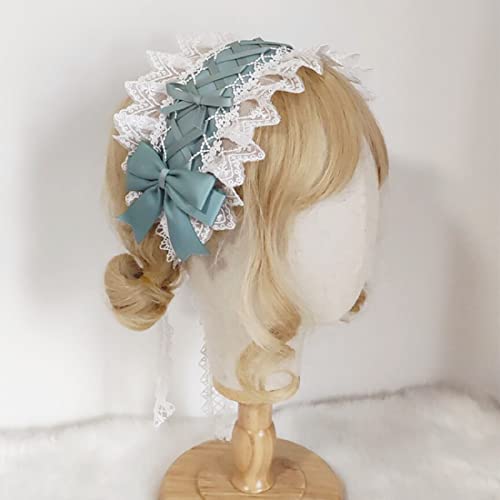 Lolita headbandLolita tatlı ve çok yönlü kc insansı şekil yay dantel kız saç aksesuarları, yeşil