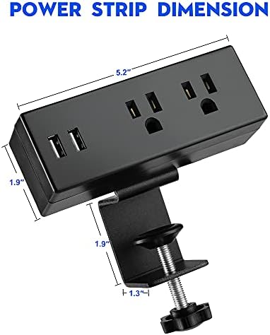 USB Portlu Masa Kenarı Güç Şeridi Masaüstü Kelepçesi Güç Çıkışları Masa Prizi Altına Monte Edilebilir 6 ' 56 Feet Güç Kablosu