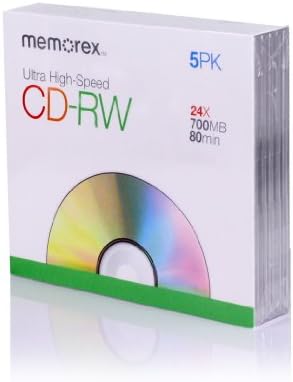 Memorex CD-RW Medya 16X-24X 80 DAK Ultra Hız ile İnce Mücevher Kutuları-5 paketi