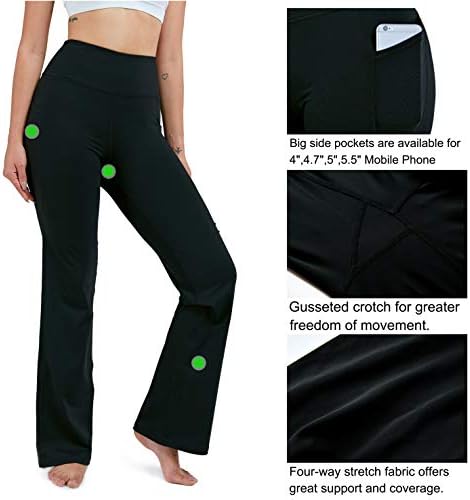28/30/32/34 Inseam kadın Bootcut Yoga Pantolon Uzun Bootleg Yüksek Belli Flare Pantolon ile Cepler