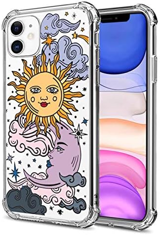 HEYORUN Güneş Ay Tasarım Temizle iPhone için kılıf Uyumlu 11 Yayımlanan 2019, Yıldız Bulut Kızlar ve Kadınlar case arka Kapak,