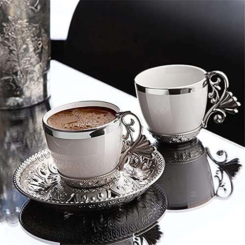 SPNEC türk kahvesi Fincan Tabakları Seti 6 Kişi Porselen 4 OZ Kahve Espresso Kadın Erkek Hediye Eve Taşınma Doğum Günü Düğün