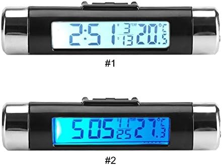 Mini Dijital Arkadan Aydınlatmalı LCD ekran Araba Saat Termometre Termometre Otomotiv Saat Monitör klipsli Kamyon Araba (Mavi)