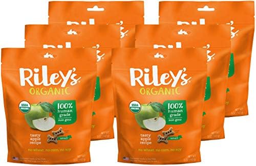 Riley's Organics Lezzetli Elma Küçük Kemik Köpek Davranır 6 Paket 5 oz, Turuncu