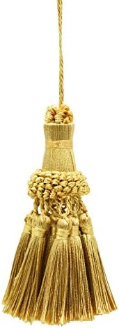 DÉCOPRO Zarif Orta ve Hafif Altın Anahtar Püskül - 4 İnç Püskül, 3,5 inç Döngü Stili NKT Renk: 4875-Altın Işınlar
