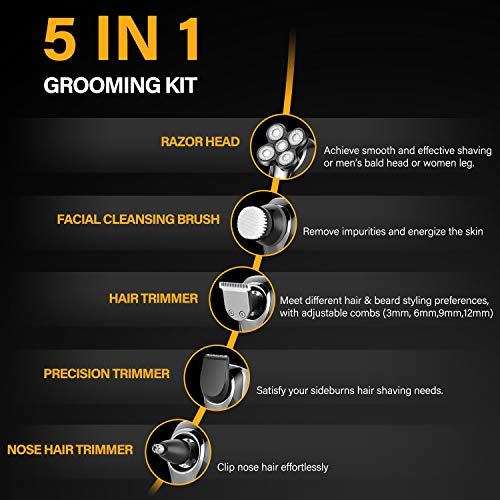 Kafa tıraş makinesi kel erkekler için 5 in 1 akülü erkek elektrikli traş makineleri ile LED, şarj edilebilir ıslak ve kuru