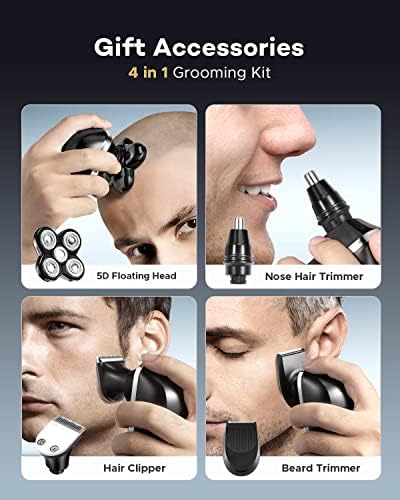 Kafa Tıraş Makinesi, Erkekler için Elektrikli Tıraş Makinesi, LED ekranlı Kel Kafa Jilet Bakım Seti, ıslak / kuru USB şarj
