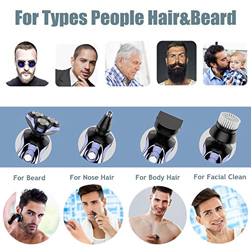 Elektrikli tıraş makinesi, saç kesme erkek döner traş makineleri 4 in 1 şarj edilebilir ıslak ve kuru erkek jilet akülü sakal