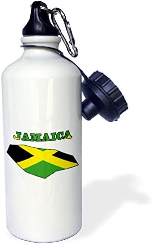 Anahat harita ve kelime Jamaika 3dRose Jamaika bayrağı-Spor Su Şişesi, 21 oz, Beyaz