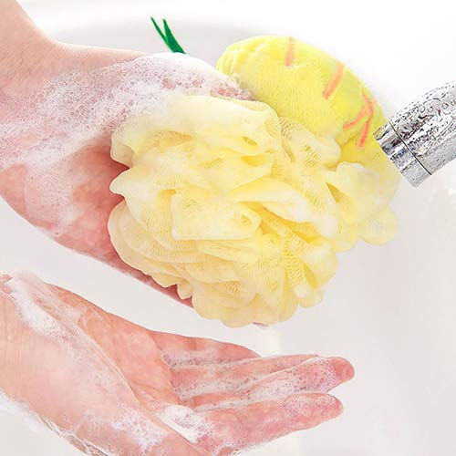 Baost Yumuşak Meyve Şekli Banyo Puf Vücut Köpük Kabarcık Net Topu Vücut Scrubber Banyo Duş Sünger Puf Lif Kabağı Örgü Duş Topu