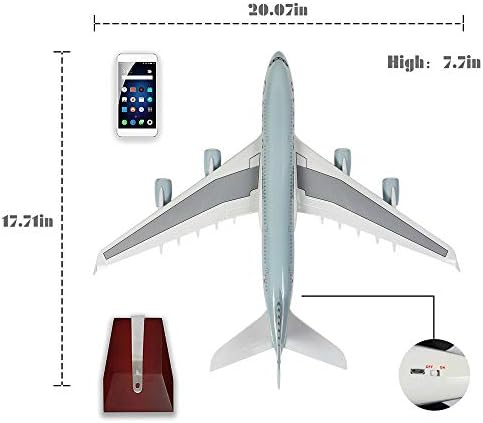 24-Hours 18 1 160 Ölçekli Uçak Modeli Katar A380 ile led ışık(Dokunmatik veya Ses Kontrolü) Dekorasyon veya Hediye için