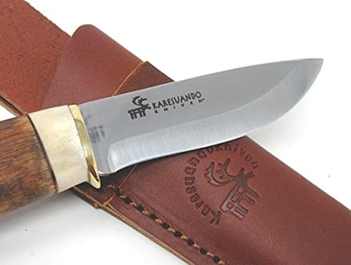 İsveç El Yapımı Avcılık Bıçaklar Karesuando Kniven 3505-00 Galten Kultingen Exklusiv Kıvırcık Huş ve Ren Geyiği Boynuz
