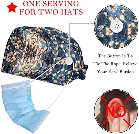 LAF Dekoratif Yusufçuk Ayarlanabilir Çalışma Kap Düğmesi ile 2 ADET, elastik Bandaj Kravat Geri Şapka Kadınlar ve Erkekler
