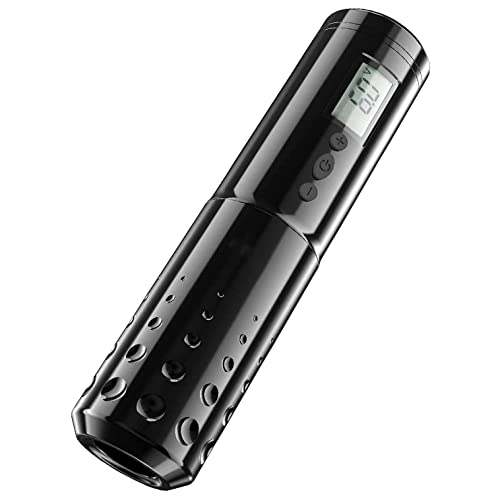 WHFKFBS Lancer Dövme Kalem Makinesi Profesyonel Kablosuz LED Ekran Rotary Dövme Makinesi ile 2 değiştirilebilir pil ve 2 Sapları,