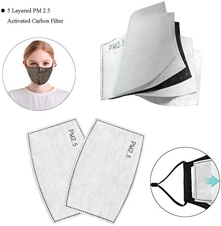 LOVINSHOW 2 Pcs Moda Payet Yüz Maskesi ile Filtre Cep Yıkanabilir Kullanımlık Pamuk Maskeleri Kadınlar için