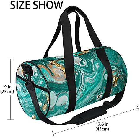 Spor çantası spor spor çantası Haftasonu Çanta Tote Okyanus Deniz Mermer Çizgili Soyut Altın Yeşil Seyahat Egzersiz Çantası