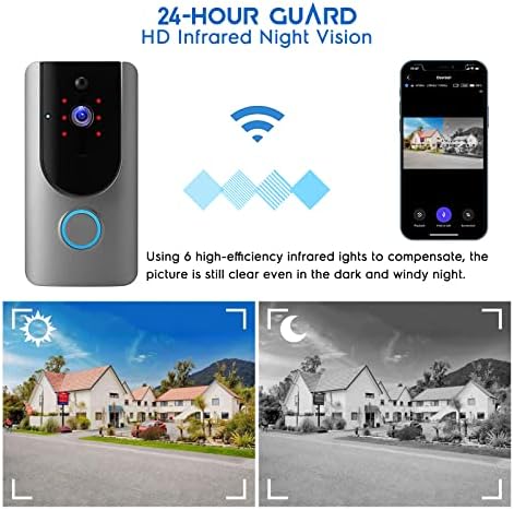 HD Akıllı Kablosuz Video Kapı Zili Kamera WiFi ile Hareket Dedektörü, Kapı Zili Güvenlik Kamera, 2.4 GHz WiFi, Ücretsiz Bulut