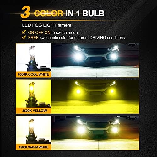 Auxbeam 9005 / HB3 LED Ampuller 7000lm 9006 Üç Renk Switchback Led Sis Ampuller ile Paket Fansız, 8000 Lümen 6500 K Xenon Beyaz